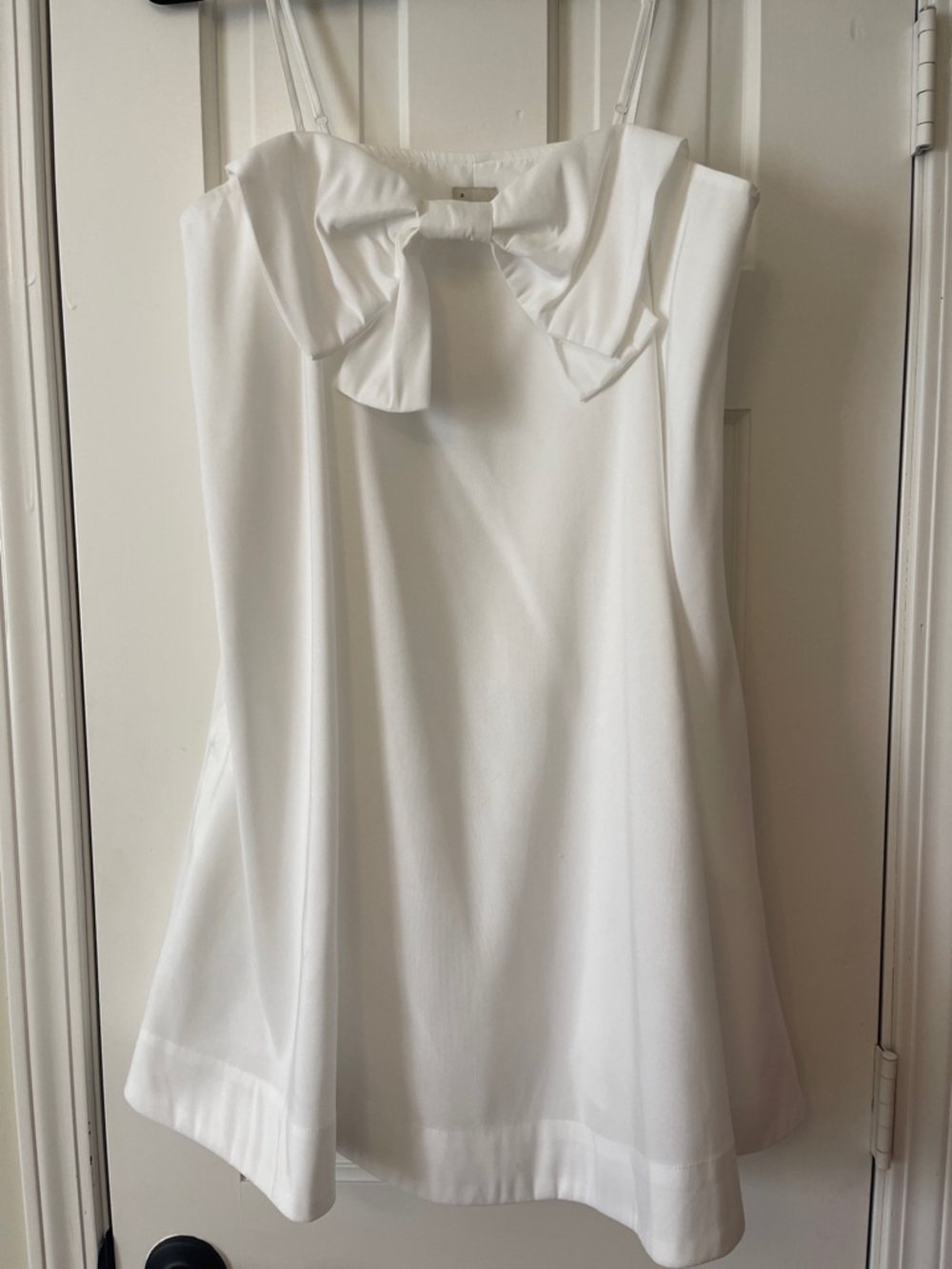 a new day White Satin Bow Spaghetti Strap A-line mini Dress